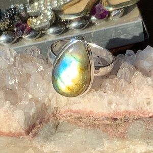 LABRADORITE 925 STERLING SILVER RING, SIZE 10